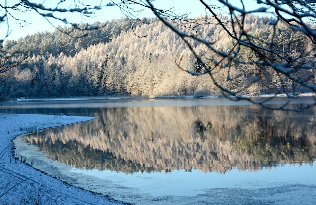 winter frozen lake poland