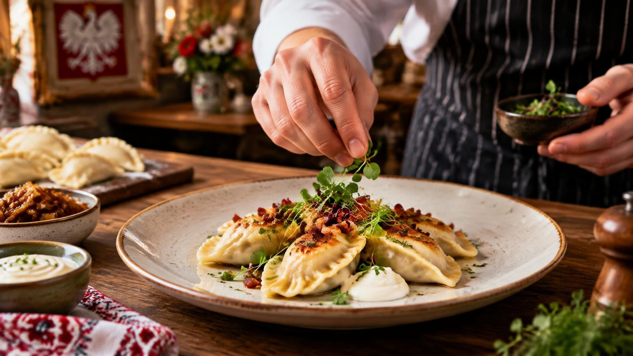 polish dumplings modern plating